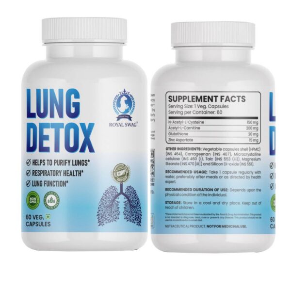 Suplemento Royal Swag para apoyo pulmonar y desintoxicación 60 cápsulas