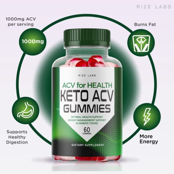 Frasco gomitas ACV rize labs con fórmula avanzada Keto