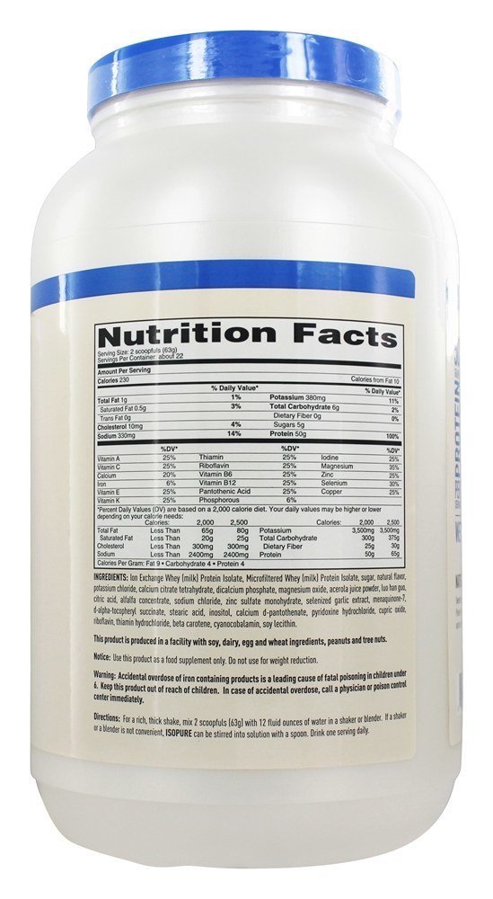 Version 1.0.0 Etiqueta Isopure Natural Vanilla 3 libras