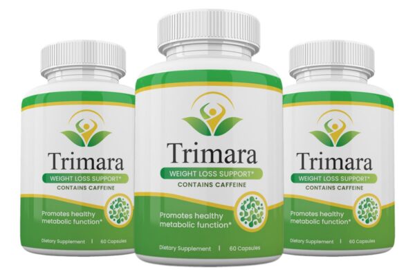 Frontal de la botella Trimara cápsulas