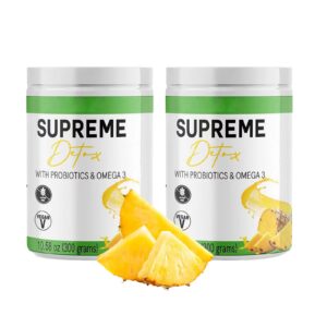 Suplemento Supreme Detox polvo fibra natural sabor piña paquete 2 piezas