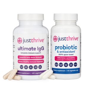 Paquete Just Thrive probiótico y Ultimate IgG cápsulas
