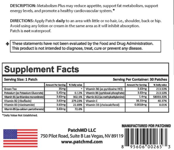 Parches para metabolismo PatchMD Metabolism Plus