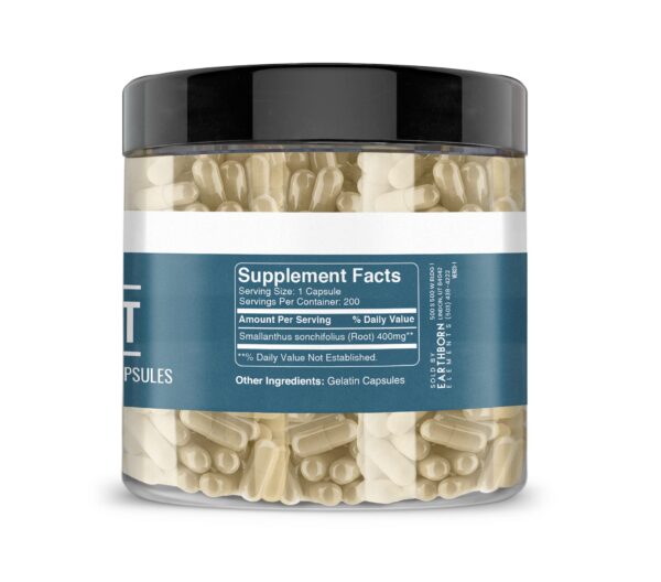 Empaque trasero de cápsulas raíz de yacón Earthborn Elements