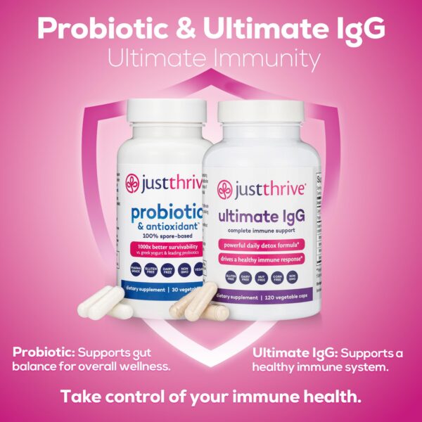 Frasco Just Thrive probiótico 30 cápsulas antioxidante