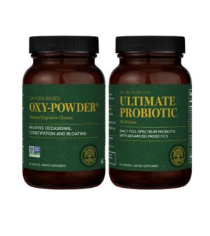 frasco de oxy-powder y etiqueta