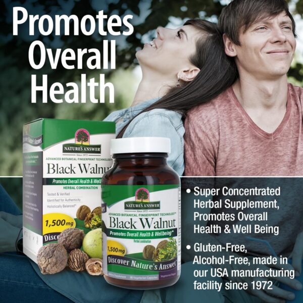 Etiqueta suplementaria Nature's Answer Nogal Negro 90 cápsulas