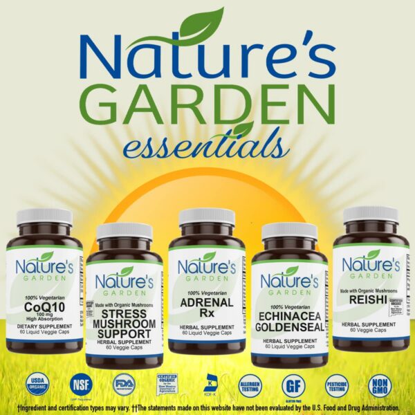 Etiqueta frontal Nature's Garden Essentials cápsulas limpieza colon