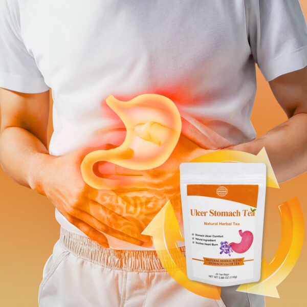 Vista lateral paquete té estomacal natural Siyolaherb