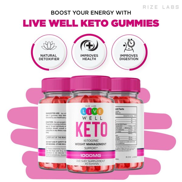 Detalle etiqueta gomitas Live Well Keto con ACV para dieta keto