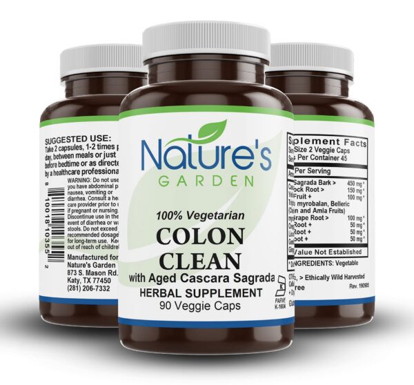 Detalle cápsulas vegetales limpieza colon Nature's Garden Essentials