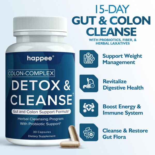 Detalle etiqueta suplemento detox colon Happee