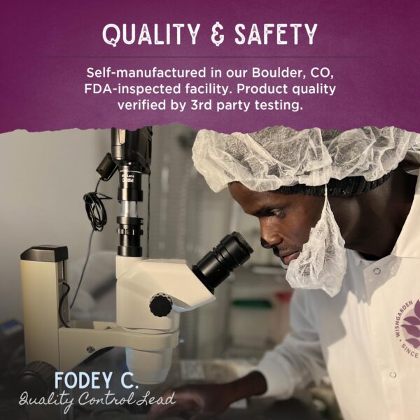 Etiquetas y certificaciones en botella Party Prep WishGarden