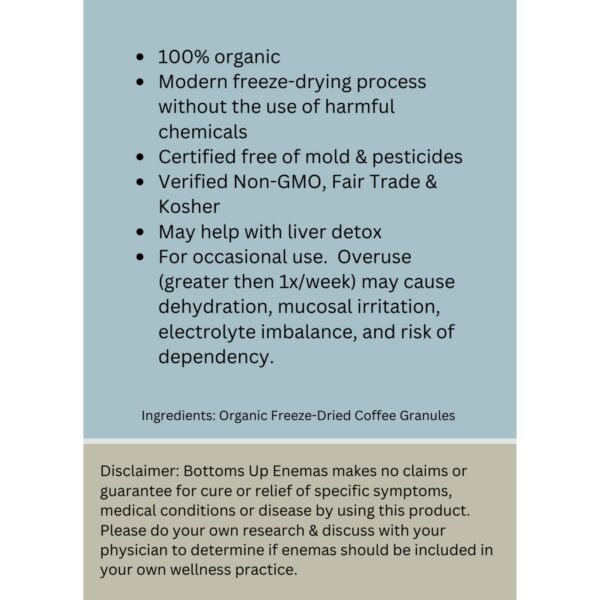 Version 1.0.0 Botella de enema reutilizable BUE compatible con café liofilizado